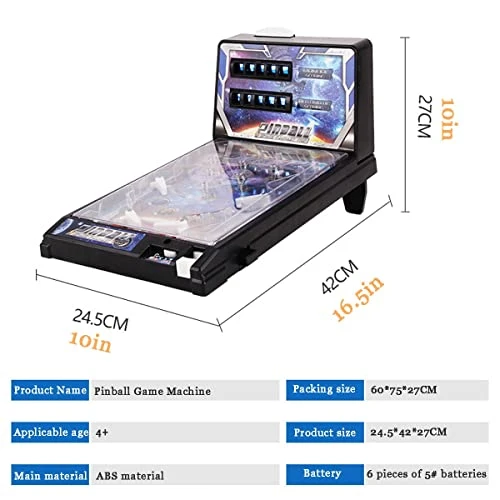 Olivy Pinball Machine Game, Electronic Arcade Pinball Toy With Scorer And Lights And Sounds, Mini Desktop Space Game Toy For Kids And Family, 16.5x10x11in 8 Olivy Pinball Machine Game, Electronic Arcade Pinball Toy With Scorer And Lights And Sounds, Mini Desktop Space Game Toy For Kids And Family, 16.5x10x11in - Image 6