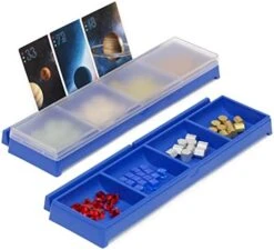 GameTamer Divided Tray With Lid For Organizing Board Game Tokens, Meeples, Pieces With Mini Connecting Card Holder (Token Tamers - Set Of 2, Castle Grey) -Play Nest Game 417iIoehkgL. AC