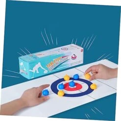 INOOMP 1 Set Table Curling Desktop Toys Mini Bowling Set Kids Sports Toys Curling Toy For Leisure Time Kids' Toy Family Games Set Child Curly Plastic White Curling Board Indoor Playset -Play Nest Game 41Hzw1wTG1L