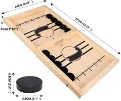 Moopok Fast Sling Puck Game,Wooden Hockey Game Sling Puck.Desktop Battle Wooden Sling Hockey Table Game,Adults And Kids Family Games -Play Nest Game 41Qk3lMkyjL