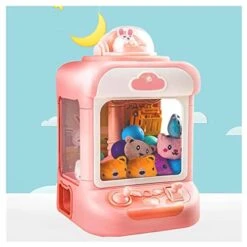 HOUKAI Candy Claw Machine For Kids, With 20 Mini Plush Toys And 10 Gashapons Claw Machine Toy Adjustable Sounds And Music Small Vending Machine, Electronic Arcade Claw Game,Pink