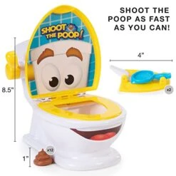 The Original Shoot The Poop - Funny Family Game - Fast And Frenzied Flushing Poop Game With Fun Sounds For Kids - Includes Talking Toilet Bowl, Dexterity Launchers, 12 Soft Plastic Toy Poops -Play Nest Game 41l4IPmtlDL