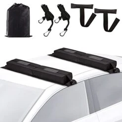 Zone Tech Soft Roof Rack Pads Heavy Duty, Use With Or Without Cross Bar, Non-Slip, Use For Kayak, Surfboard, Canoe, And More (1 Set)