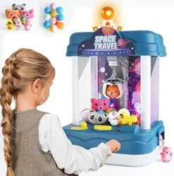 Ouzhimanxing Mini Claw Machine Toys & Games Fun Arcade Competition For Kids With 18 Random Plush Toys Included, Easy To Use Battery/USB Charging, Perfect Party Gift For Ages 3-8 (Blue) -Play Nest Game 51 Hy7L AlL. AC 1