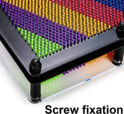 Hacaroa 3 Pack 3D Pin Art Toy, Rainbow Plastic Pin Art Board Sculpture Toy, Pin Impression Hand Mold Needle Toy For Kids, Adults, Home, Office Decoration, 3 Sizes -Play Nest Game 510h3H81LEL