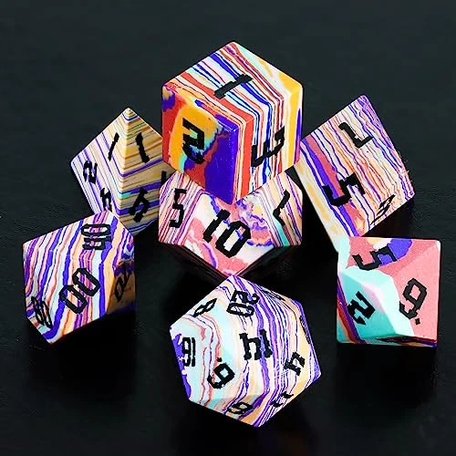 Rainbow Turquoise DND Dice Set Sharp Edge Stone Handmade 7 Accessories Dice For Dungeons And Dragons TTRPG Games Multi-Sided RPG Polyhedral Dice Roleplaying Games Shadowrun Pathfinder MTG 8 Rainbow Turquoise DND Dice Set Sharp Edge Stone Handmade 7 Accessories Dice For Dungeons And Dragons TTRPG Games Multi-Sided RPG Polyhedral Dice Roleplaying Games Shadowrun Pathfinder MTG - Image 6