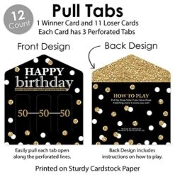 Big Dot Of Happiness Adult 50th Birthday - Gold - Birthday Party Game Pickle Cards - Pull Tabs 3-in-a-Row - Set Of 12 -Play Nest Game 512hOZYSK6L