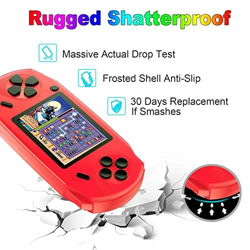 Beijue 16 Bit Handheld Games For Kids Adults 3.0'' Large Screen Preloaded 100 HD Classic Retro Video Games USB Rechargeable Seniors Electronic Game Player Birthday Xmas Present (Red) 4 Beijue 16 Bit Handheld Games For Kids Adults 3.0'' Large Screen Preloaded 100 HD Classic Retro Video Games USB Rechargeable Seniors Electronic Game Player Birthday Xmas Present (Red) - Image 2