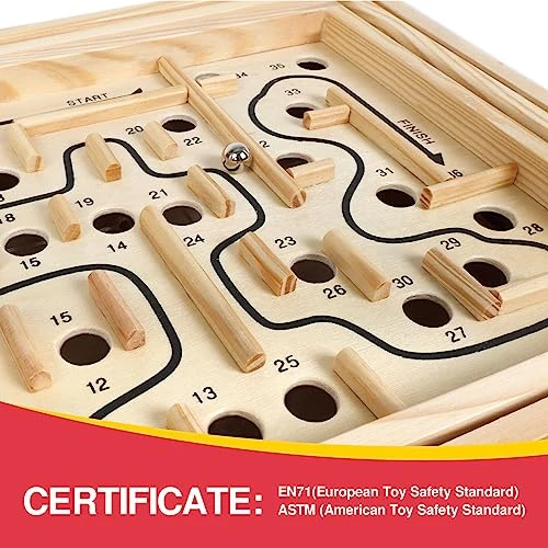 GOTHINK Wooden Labyrinth Game, Mable Ball Tilt Maze Board Game,Table Balance Game And Toy For Kids And Adults 6 GOTHINK Wooden Labyrinth Game, Mable Ball Tilt Maze Board Game,Table Balance Game And Toy For Kids And Adults - Image 4