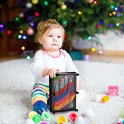 Hacaroa 3 Pack 3D Pin Art Toy, Rainbow Plastic Pin Art Board Sculpture Toy, Pin Impression Hand Mold Needle Toy For Kids, Adults, Home, Office Decoration, 3 Sizes -Play Nest Game 515EuiyGaUL