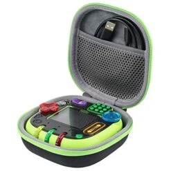 Co2CREA Hard Travel Case Replacement For Leapfrog Rockit Twist Handheld Learning Game (Black Case + Green Zipper)