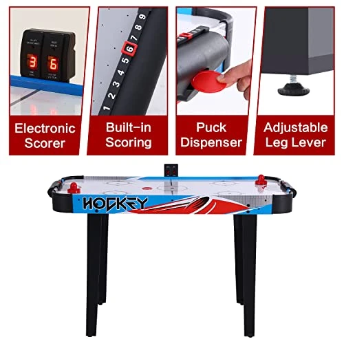 RayChee 48in Air Hockey Table For Kids And Adults, Portable Hockey Table W/LED Scoreboard, 2 Pucks, 2 Pushers, Powerful 12V Motor For Home, Game Room, Bar 6 RayChee 48in Air Hockey Table For Kids And Adults, Portable Hockey Table W/LED Scoreboard, 2 Pucks, 2 Pushers, Powerful 12V Motor For Home, Game Room, Bar - Image 4
