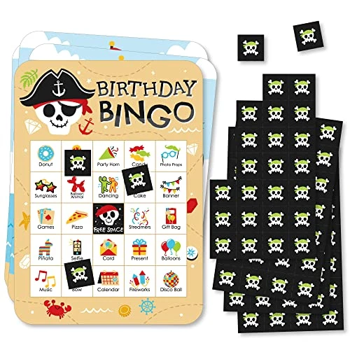 Big Dot Of Happiness Pirate Ship Adventures - Picture Bingo Cards And Markers - Skull Birthday Party Bingo Game - Set Of 18 3 Big Dot Of Happiness Pirate Ship Adventures - Picture Bingo Cards And Markers - Skull Birthday Party Bingo Game - Set Of 18