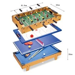4-in-1 Pool Table, Double Indoor Desktop Educational Toys, Include Football, Ice Hockey, Table Tennis And Pool Table Arcade Table Games