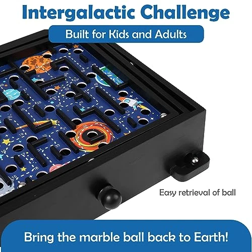 STERLING Games Wooden Labyrinth Space Shuttle Theme Tilt Maze Game With Marble Ball And 60 Waypoints For 6 Years Up, 13.5" X 13" Board 9 STERLING Games Wooden Labyrinth Space Shuttle Theme Tilt Maze Game With Marble Ball And 60 Waypoints For 6 Years Up, 13.5" X 13" Board - Image 7