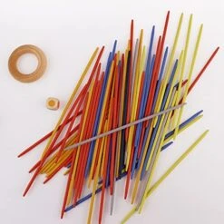 ATOSHP Pick Up Sticks And Jacks Game With Ball, 12 Metal Jax And 60Pcs Wooden Sticks With Storage Box