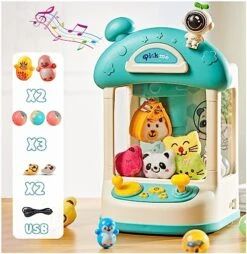 Claw Machine With Lights,Mini Claw Machine Toys,Electric Candy Machine With Toys&Accessories,Arcade Games Machines,Vending Machine,Adjustable Sound And Music,Exciting Play,Birthday Easter Gifts