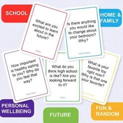 200 Kids Conversation Cards - Helping Kids Have Fun And Meaningful Conversations - Get To Know You Question Cards For Family Game Night Or Road Trip - Children's Therapy Icebreaker Game -Play Nest Game 51JUCl0pMfL