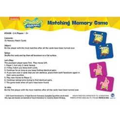 TCG Toys Spongebob Squarepants - Memory Matching Card Game - Featuring 72 Full Color Pieces - Promote And Improve Memory & Sensory Development Skills. Great Gift For Boys And Girls Over Age 3. -Play Nest Game 51JrQAv2U7L