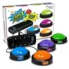 Teacher's Choice 4 Player Light Up Game Buzzer System | Displays The Winning Player | Loud, Unique Sounds For Each Buzzer, Great For Trivia Games, Family Feud, Jeopardy, Competition, Spelling Bees