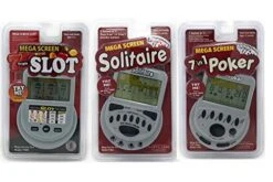 John N. Hansen Mega Screen Handheld Gambling Game Pack Bundle Of 3 - Solitaire - Slot Machine - Poker