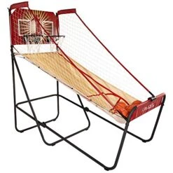 Lanos Basketball Arcade Game, Double Electronic Hoop Shot, 2 Player Or 1 Player, With 6 Basketballs - Indoor Basketball With 8 Game Modes - Premium Arcade Games For Home