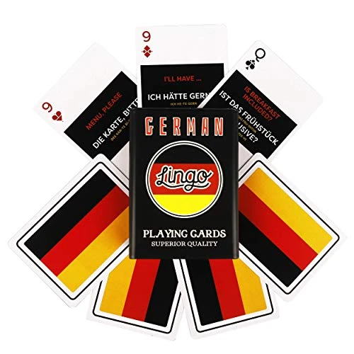 LINGO Playing Cards In Tin Box | Sturdy Travel Case | Language Learning Game Set With Useful Phrases | Fun Visual Flashcard Deck To Increase Vocabulary And Pronunciation Skills (German) 3 LINGO Playing Cards In Tin Box | Sturdy Travel Case | Language Learning Game Set With Useful Phrases | Fun Visual Flashcard Deck To Increase Vocabulary And Pronunciation Skills (German)
