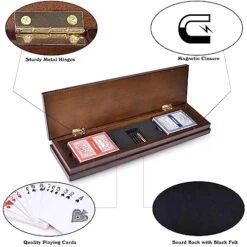 AMEROUS Wooden Cribbage Board Game Set With Magnetic Lock - Metal Pegs - 2 Playing Cards - Continuous 3 Track Board - Larger Storage Area - Instructions, Travel Portable Cribbage Game Sets For Family -Play Nest Game 51UznyciTcL