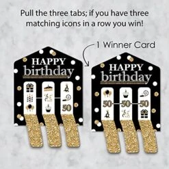 Big Dot Of Happiness Adult 50th Birthday - Gold - Birthday Party Game Pickle Cards - Pull Tabs 3-in-a-Row - Set Of 12 -Play Nest Game 51VClqChLQL