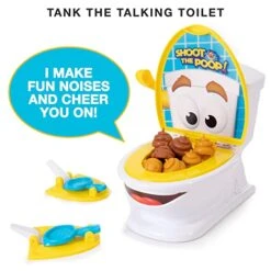 The Original Shoot The Poop - Funny Family Game - Fast And Frenzied Flushing Poop Game With Fun Sounds For Kids - Includes Talking Toilet Bowl, Dexterity Launchers, 12 Soft Plastic Toy Poops -Play Nest Game 51VRV44XESL