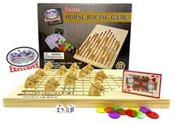 Matty's Toy Stop Deluxe Wooden Horse Racing Derby Game With Dice, Playing Cards & Chips -Play Nest Game 51VWV2RdEWL