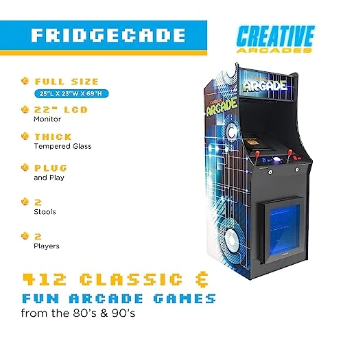 Creative Arcades Full Size Stand-Up Commercial Grade Arcade Machine | 2 Player | 412 Games | 22" LCD Screen | 2 Sanwa Joysticks | Trackball | Built-in Fridge | 2 Stools Included | 3 Year Warranty 4 Creative Arcades Full Size Stand-Up Commercial Grade Arcade Machine | 2 Player | 412 Games | 22" LCD Screen | 2 Sanwa Joysticks | Trackball | Built-in Fridge | 2 Stools Included | 3 Year Warranty - Image 2