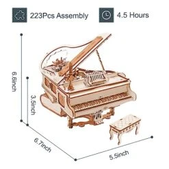 ROKR 3D Puzzles For Adults 1:20 Scale Piano Model Kit With Base 223pcs Wooden Music Box Building Kit Gift For Men Women Hobby For Adults -Play Nest Game 51VmYhylYpL