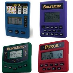 Electronic Gambling Game Pack Bundle Set Of 4 - Slot Machine - Poker - Blackjack - Solitaire Handheld Games