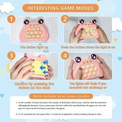 JCKWMFKE 2023 Handheld Game Pop Light Up Games, Push The Game Machine Handheld Game, Sensory Fidget Toys For 8-12, Multiple Game Modes Toys, Quick Response Game Toy For Boys & Girls (Pink) -Play Nest Game 51eg0UVEEbL