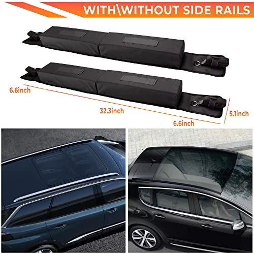 Zone Tech Soft Roof Rack Pads Heavy Duty, Use With Or Without Cross Bar, Non-Slip, Use For Kayak, Surfboard, Canoe, And More (1 Set) 4 Zone Tech Soft Roof Rack Pads Heavy Duty, Use With Or Without Cross Bar, Non-Slip, Use For Kayak, Surfboard, Canoe, And More (1 Set) - Image 2
