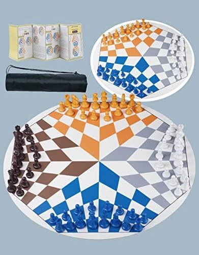 Three Or Four Players Chess Set:A Leather Game Mat + 4 Packs Of Pieces (64 Pieces) + 1 Game Manual + A Drawstring Storage Bag. A Strategy Chess Game For 2-4 Players 8 Three Or Four Players Chess Set:A Leather Game Mat + 4 Packs Of Pieces (64 Pieces) + 1 Game Manual + A Drawstring Storage Bag. A Strategy Chess Game For 2-4 Players - Image 6