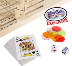 Matty's Toy Stop Deluxe Wooden Horse Racing Derby Game With Dice, Playing Cards & Chips -Play Nest Game 51m1mb67fPL