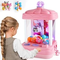 Ouzhimanxing Mini Claw Machine Toys & Games Fun Arcade Competition For Kids With 18 Random Plush Toys Included, Easy To Use Battery/USB Charging, Perfect Party Gift For Ages 3-8 (Yellow) -Play Nest Game 51o4NaMa5UL. AC