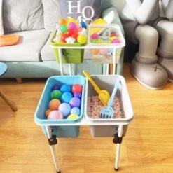 Adjustable Plastic Play Bucket, Easy To Install, Beach Bucket, Exercise Hands-on Ability. Activity Game Table With Lid, Men's And Women's Game Table, Multifunctional Storage Box. -Play Nest Game 51oXPKipJ4L