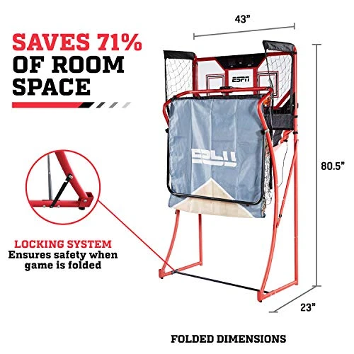 ESPN EZ Fold 2 Player Basketball Game With Polycarbonate Backboard And LED Scoring 5 ESPN EZ Fold 2 Player Basketball Game With Polycarbonate Backboard And LED Scoring - Image 3