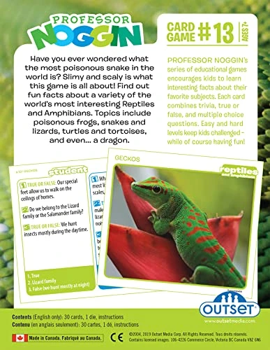 Professor Noggin's Reptiles And Amphibians Trivia Card Game - An Educational Trivia Based Card Game For Kids - Trivia, True Or False, And Multiple Choice - Ages 7+ - Contains 30 Trivia Cards 4 Professor Noggin's Reptiles And Amphibians Trivia Card Game - An Educational Trivia Based Card Game For Kids - Trivia, True Or False, And Multiple Choice - Ages 7+ - Contains 30 Trivia Cards - Image 2