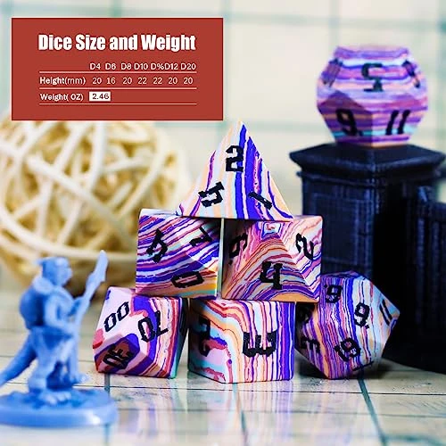 Rainbow Turquoise DND Dice Set Sharp Edge Stone Handmade 7 Accessories Dice For Dungeons And Dragons TTRPG Games Multi-Sided RPG Polyhedral Dice Roleplaying Games Shadowrun Pathfinder MTG 4 Rainbow Turquoise DND Dice Set Sharp Edge Stone Handmade 7 Accessories Dice For Dungeons And Dragons TTRPG Games Multi-Sided RPG Polyhedral Dice Roleplaying Games Shadowrun Pathfinder MTG - Image 2