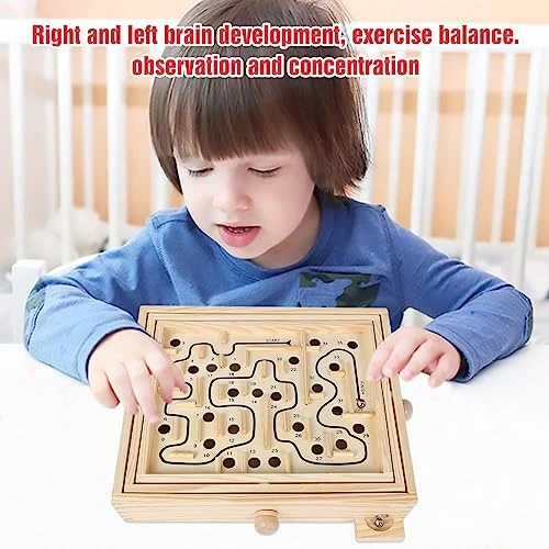 GOTHINK Wooden Labyrinth Game, Mable Ball Tilt Maze Board Game,Table Balance Game And Toy For Kids And Adults 9 GOTHINK Wooden Labyrinth Game, Mable Ball Tilt Maze Board Game,Table Balance Game And Toy For Kids And Adults - Image 7