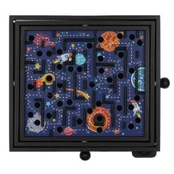 STERLING Games Wooden Labyrinth Space Shuttle Theme Tilt Maze Game With Marble Ball And 60 Waypoints For 6 Years Up, 13.5" X 13" Board