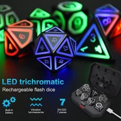 Dungeons And Dragons Dice Set Rechargeable DND Dice With Charging Box For MTG,Role Playing Table Games, RPG Polyhedral Dice Set -Play Nest Game 51uLq64t6qL