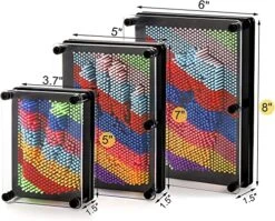 Hacaroa 3 Pack 3D Pin Art Toy, Rainbow Plastic Pin Art Board Sculpture Toy, Pin Impression Hand Mold Needle Toy For Kids, Adults, Home, Office Decoration, 3 Sizes -Play Nest Game 51xWPFRGyFL