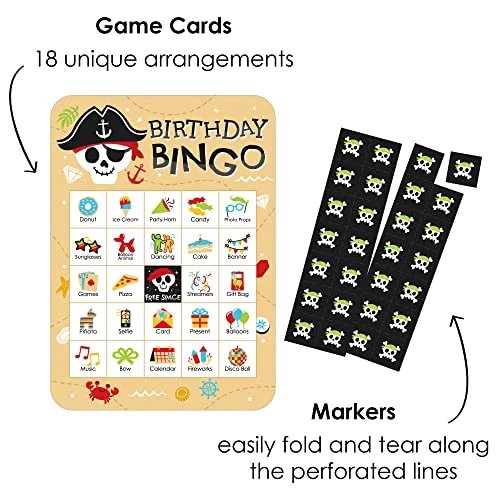 Big Dot Of Happiness Pirate Ship Adventures - Picture Bingo Cards And Markers - Skull Birthday Party Bingo Game - Set Of 18 4 Big Dot Of Happiness Pirate Ship Adventures - Picture Bingo Cards And Markers - Skull Birthday Party Bingo Game - Set Of 18 - Image 2