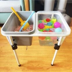 Adjustable Plastic Play Bucket, Easy To Install, Beach Bucket, Exercise Hands-on Ability. Activity Game Table With Lid, Men's And Women's Game Table, Multifunctional Storage Box. -Play Nest Game 51yI5JV1UCL