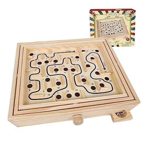 GOTHINK Wooden Labyrinth Game, Mable Ball Tilt Maze Board Game,Table Balance Game And Toy For Kids And Adults 3 GOTHINK Wooden Labyrinth Game, Mable Ball Tilt Maze Board Game,Table Balance Game And Toy For Kids And Adults